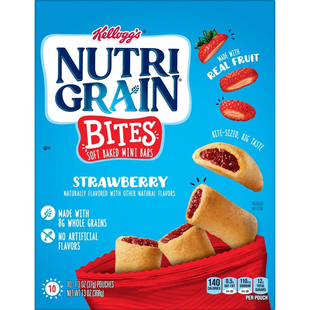 Nutri-Grain Bites Strawberry Chewy Soft Baked Mini Bars, 13 Oz, 10 Count