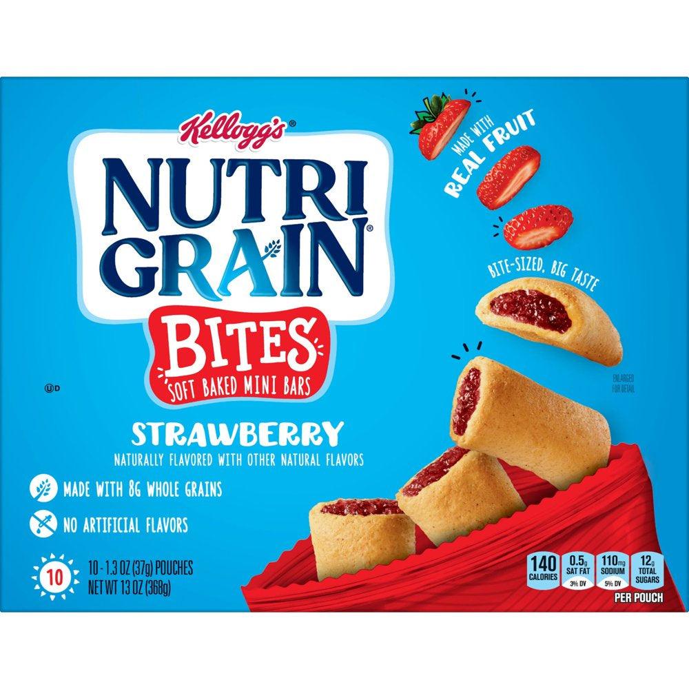 Nutri-Grain Bites Strawberry Chewy Soft Baked Mini Bars, 13 Oz, 10 Count