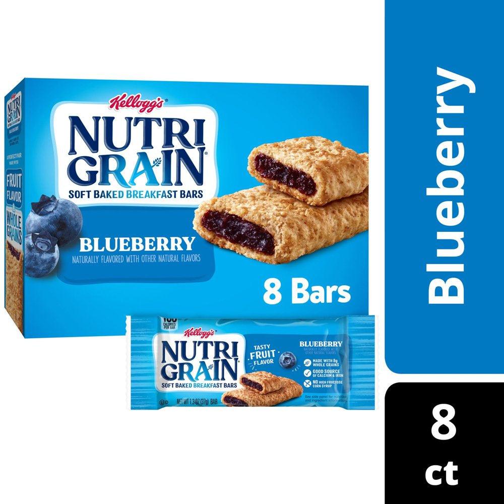 Nutri-Grain Blueberry Chewy Soft Baked Breakfast Bars, 10.4 Oz, 8 Count