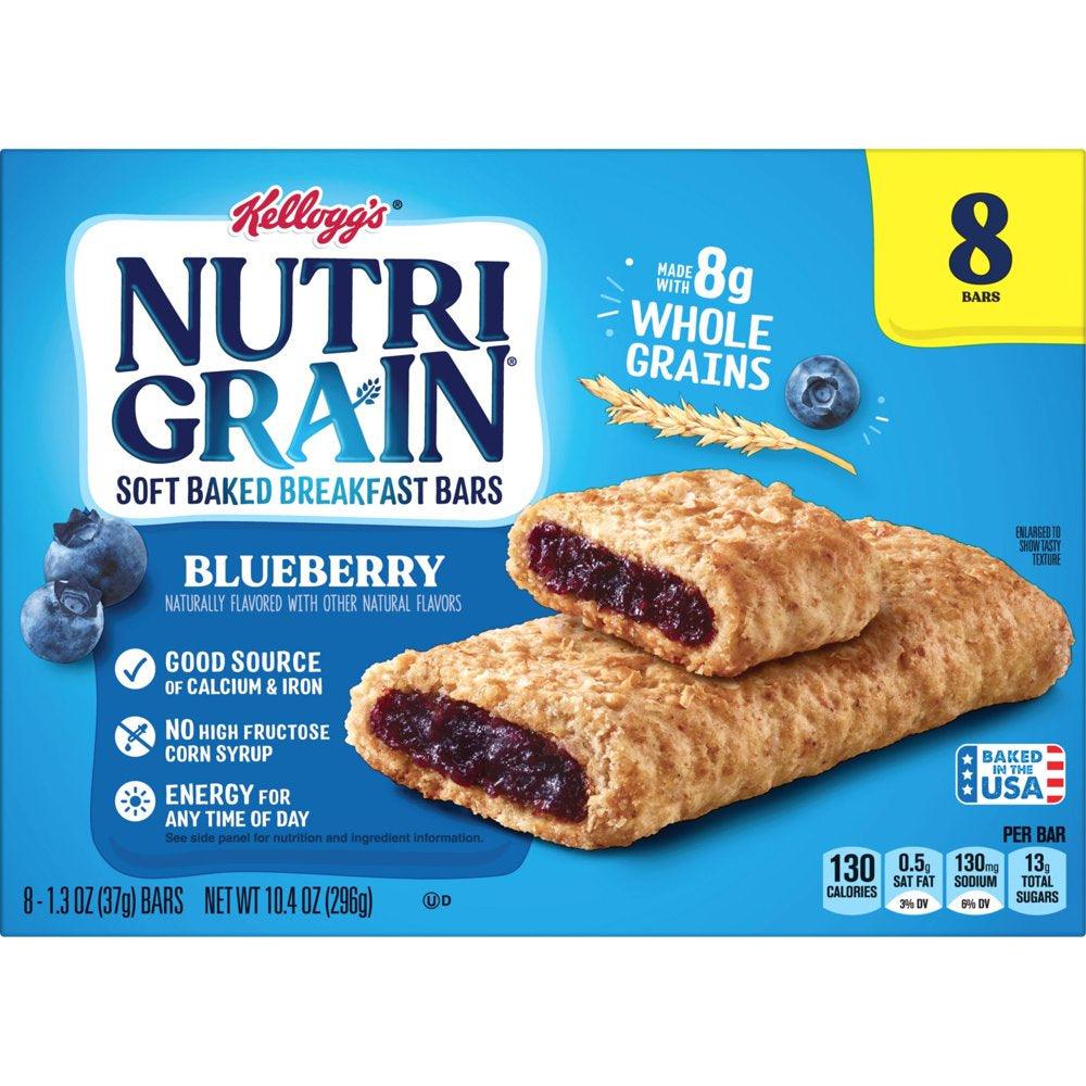 Nutri-Grain Blueberry Chewy Soft Baked Breakfast Bars, 10.4 Oz, 8 Count