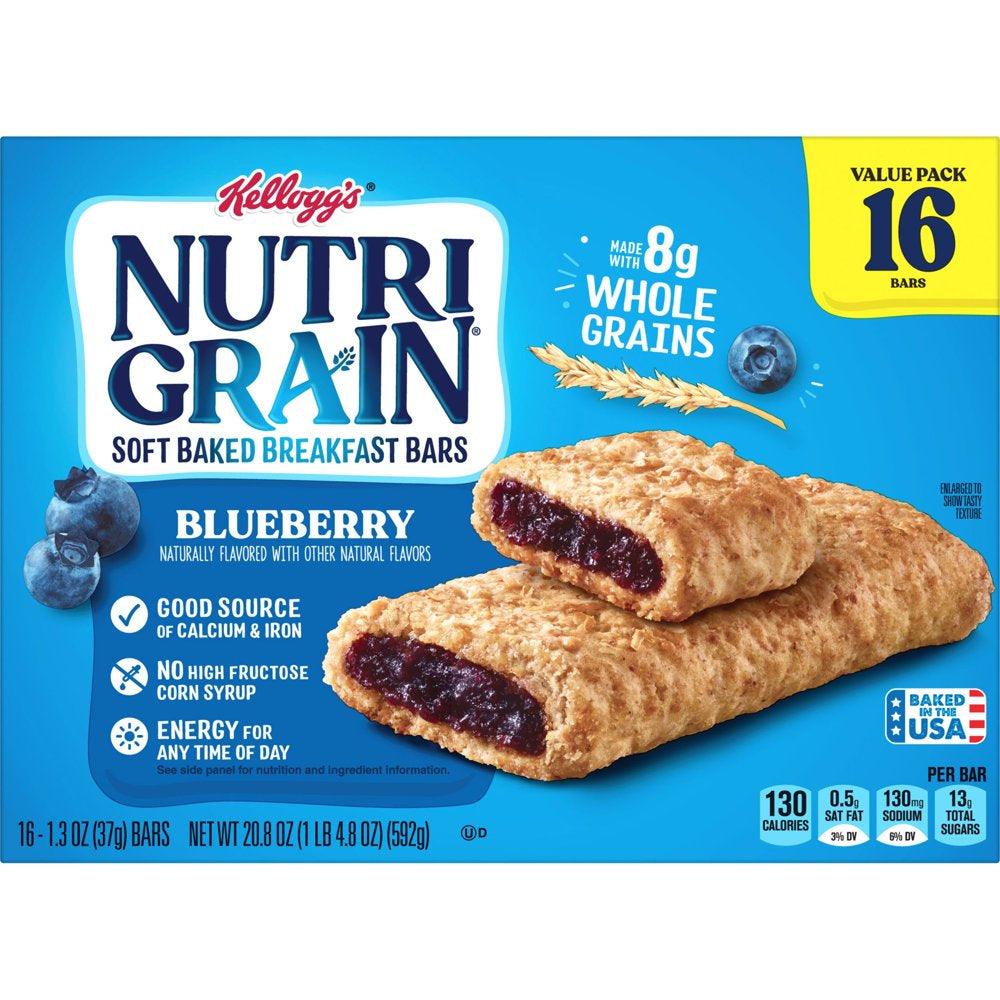 Nutri-Grain Blueberry Chewy Soft Baked Breakfast Bars, 20.8 Oz, 16 Count