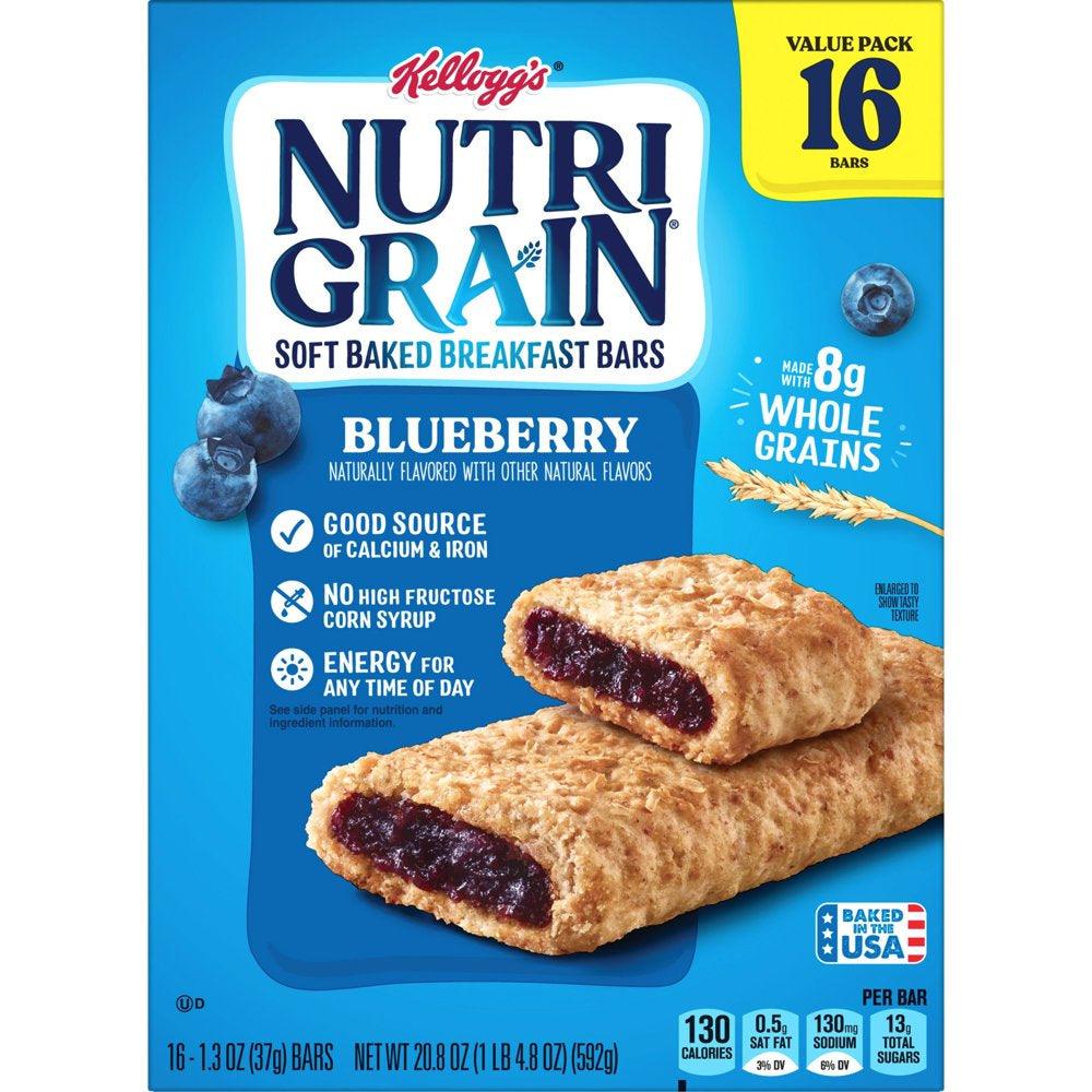 Nutri-Grain Blueberry Chewy Soft Baked Breakfast Bars, 20.8 Oz, 16 Count