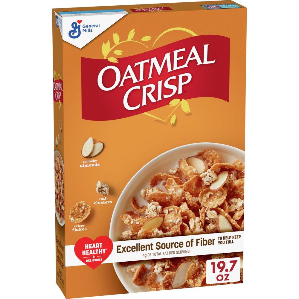 Oatmeal Crisp Heart Healthy Cereal, High Fiber Cereal Made with Whole Grain, 19.7 Oz