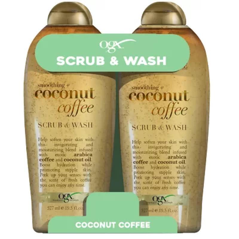 OGX Smoothing Coconut and Coffee Scrub Wash (19.5 Fl. Oz., 2 Pk.)