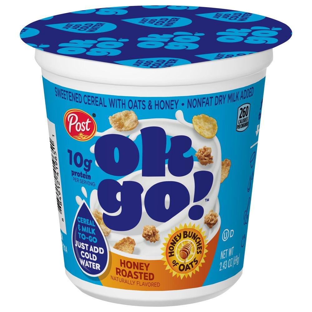 Ok Go! Honey Bunches of Oats Honey Roasted Cereal Cup, 2.43 OZ Cup