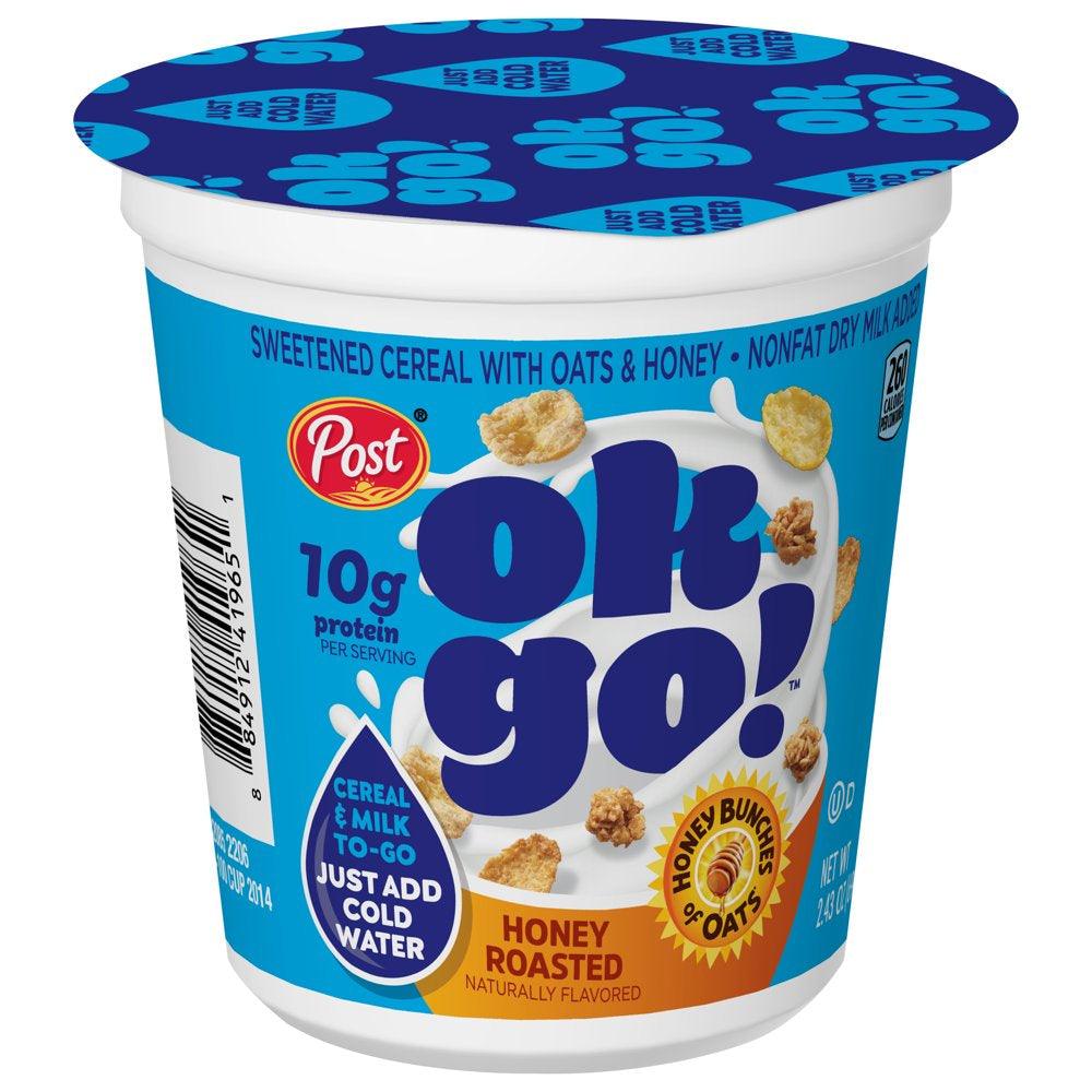 Ok Go! Honey Bunches of Oats Honey Roasted Cereal Cup, 2.43 OZ Cup