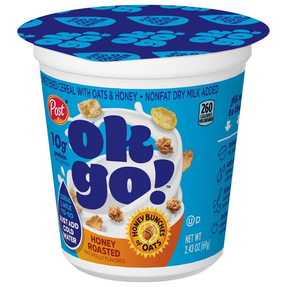 Ok Go! Honey Bunches of Oats Honey Roasted Cereal Cup, 2.43 OZ Cup