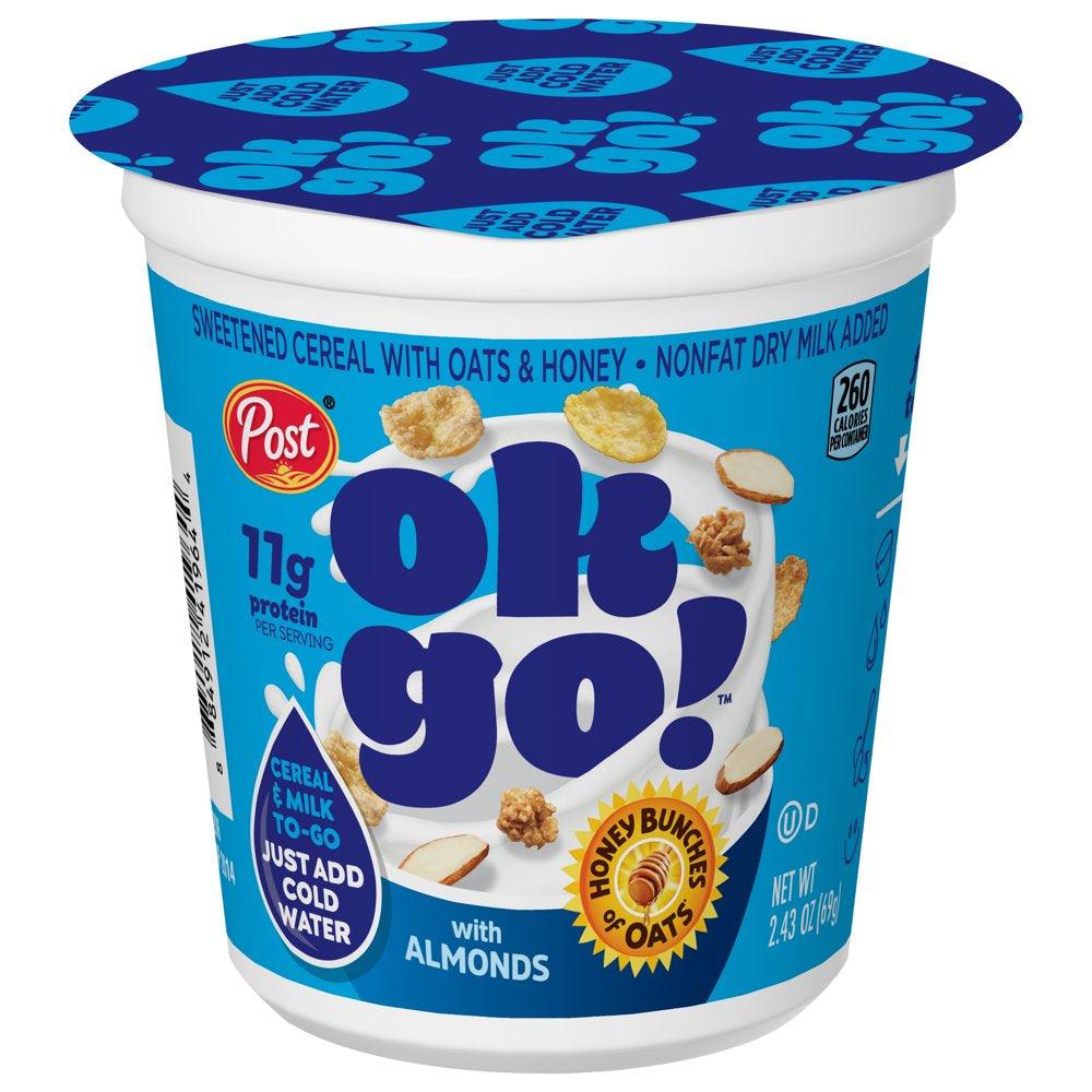 Ok Go! Honey Bunches of Oats with Almonds Cereal Cup, 2.43 OZ Cup