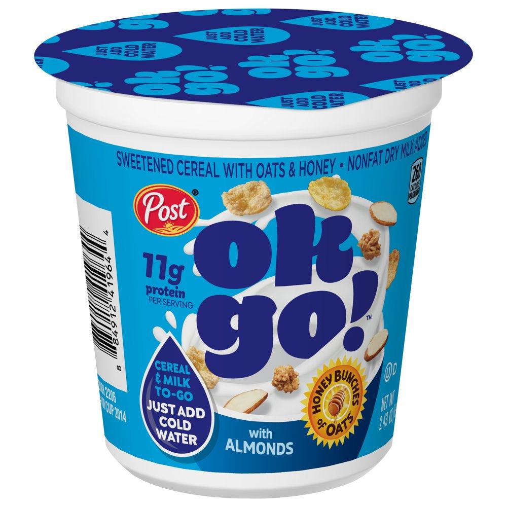 Ok Go! Honey Bunches of Oats with Almonds Cereal Cup, 2.43 OZ Cup