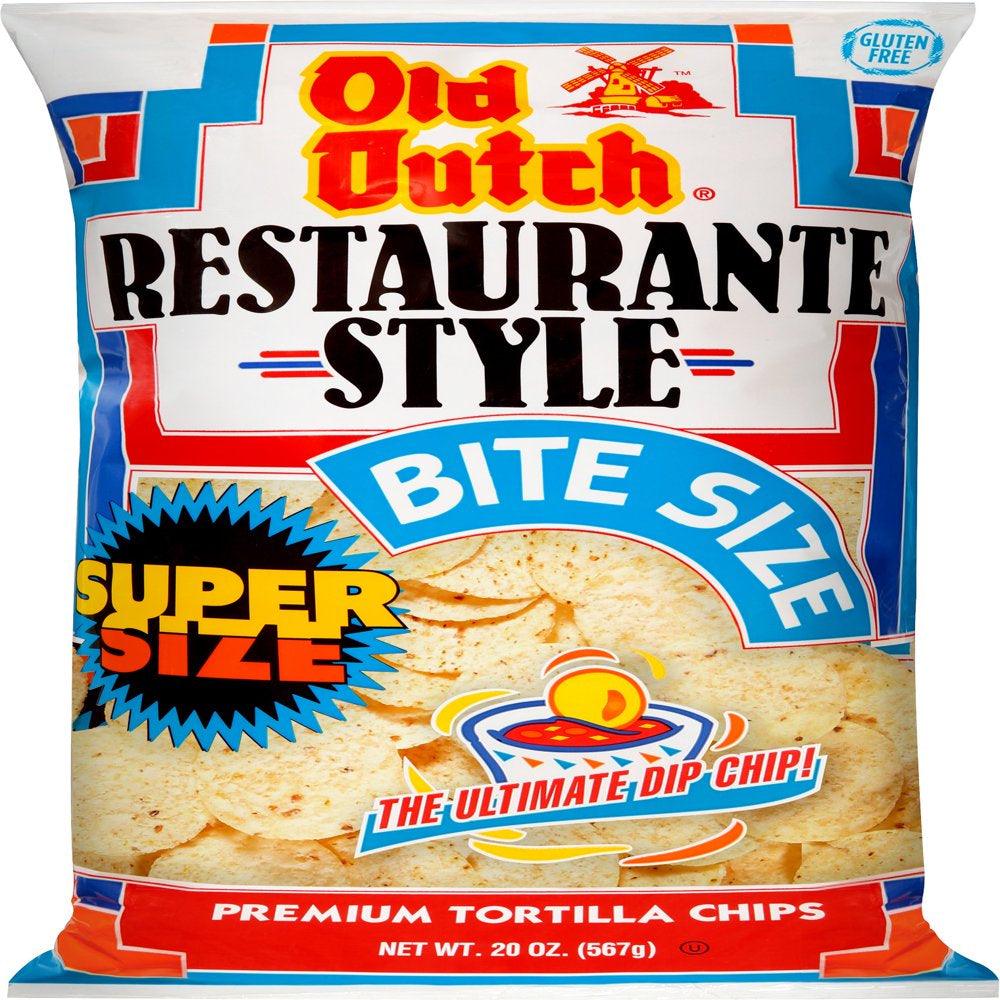 Old Dutch Restaurante Style Super Size Bite Size Premium Tortilla Chips, 20 Oz.