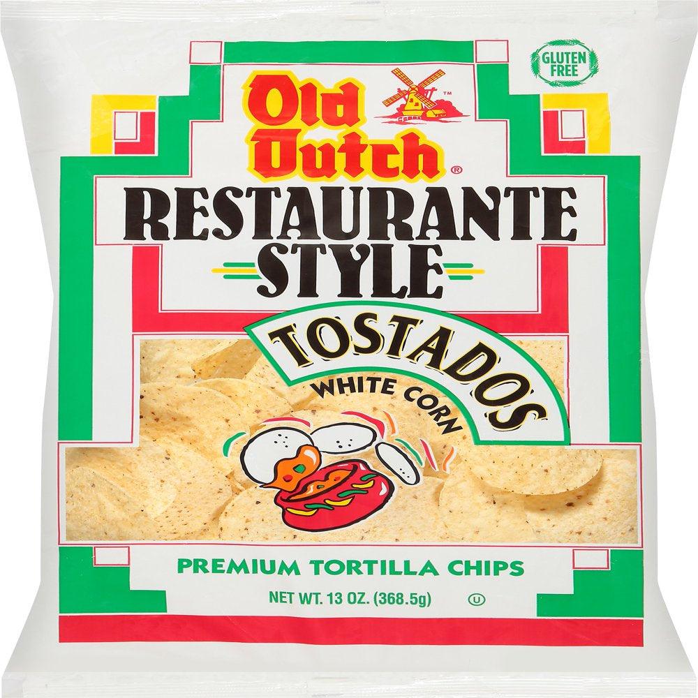 Old Dutch Restaurante Style White Corn Tostados Tortilla Chips, 13 Oz.