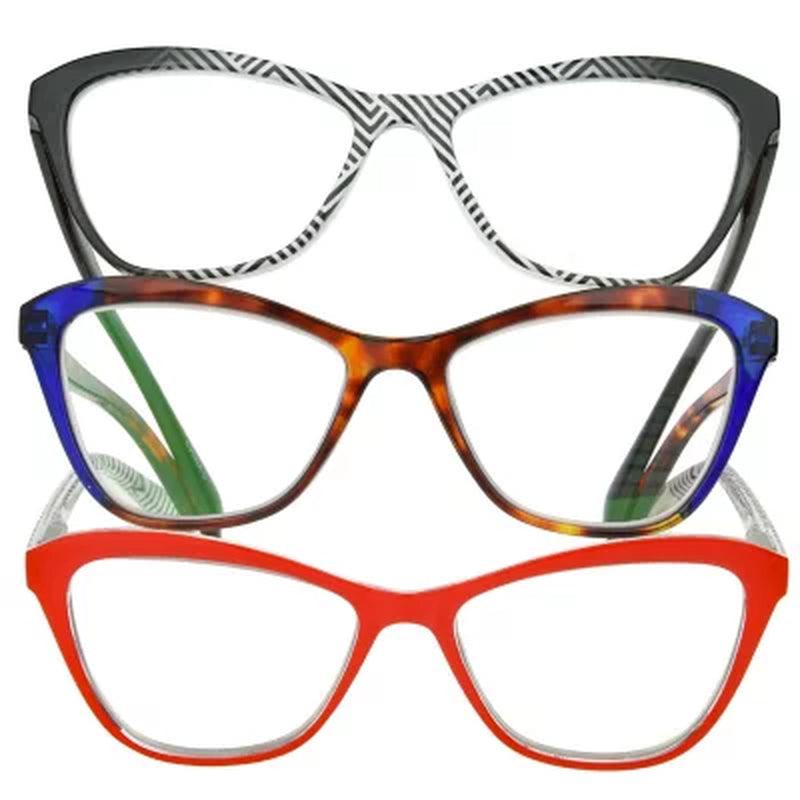 OPTIQUE Trifecta Cateye Reading Glasses (3 Pack)