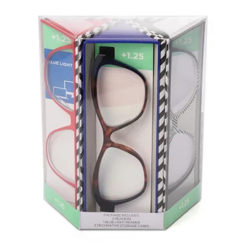 OPTIQUE Trifecta Cateye Reading Glasses (3 Pack)