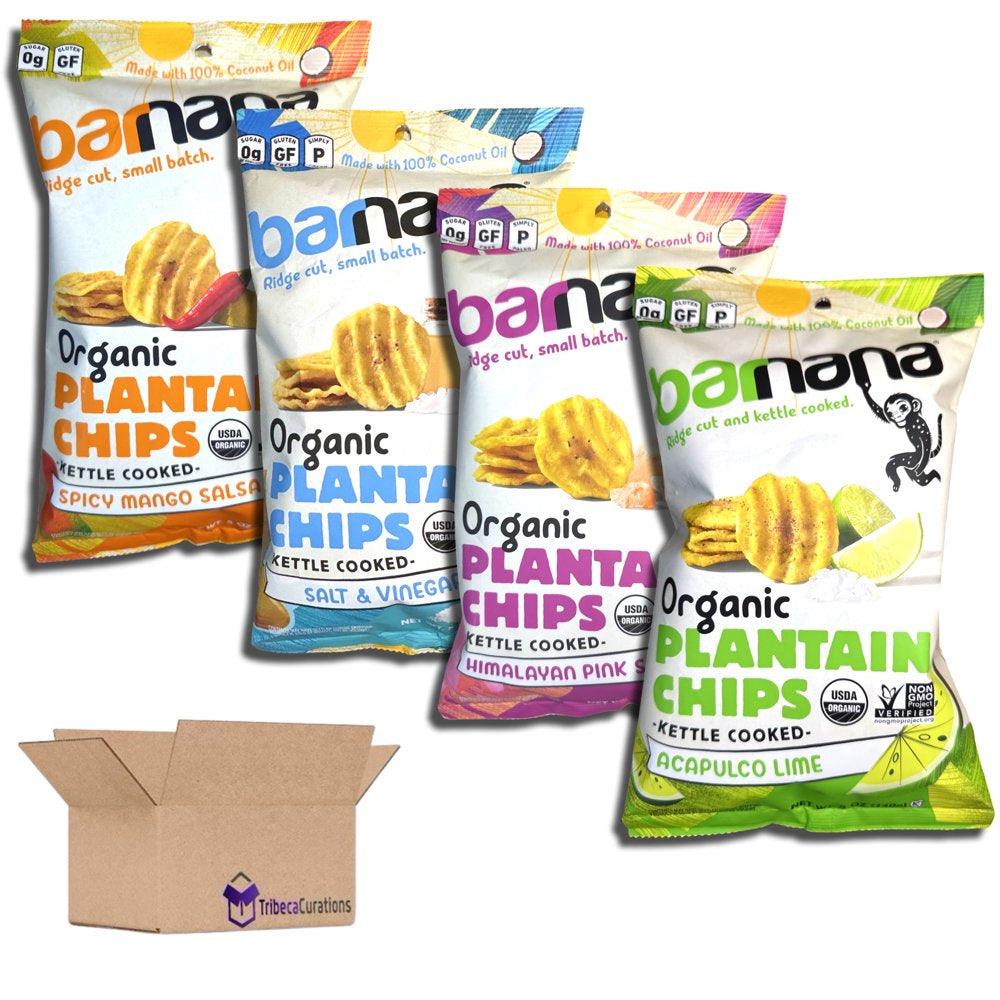 | Organic Plantain Chips Variety Pack by Barnana | Lime, Salt & Vinegar, Pink Sea Salt, Spicy Mango | 5 Oz | Value Pack of 4