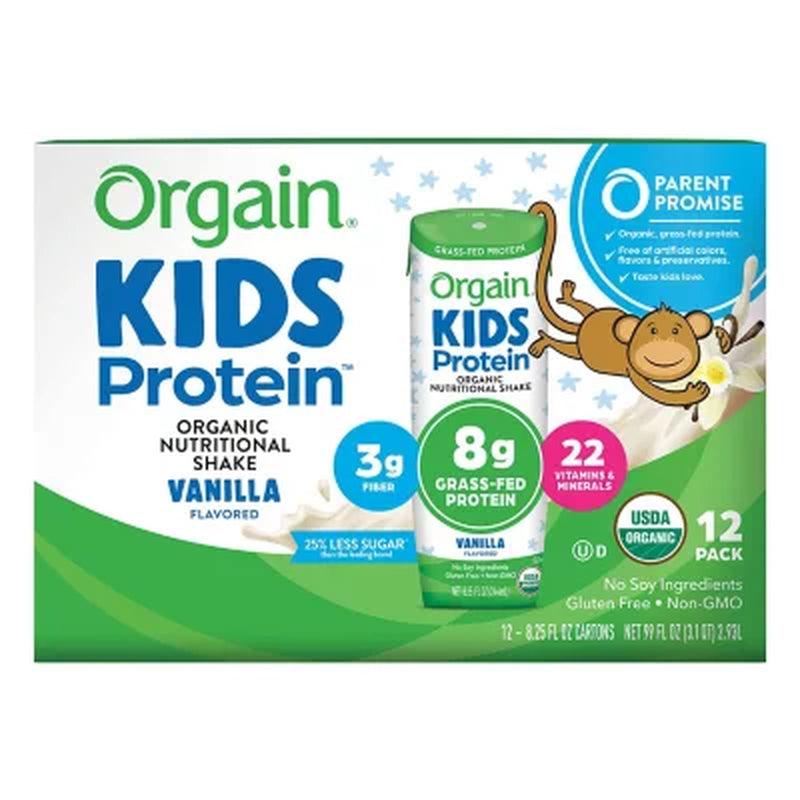 Orgain Kids Protein Organic Nutritional Shake, 8.25 Fl. Oz., 12 Pk. - Vanilla