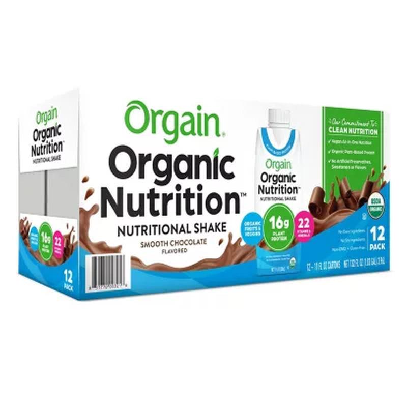 Orgain Organic Nutrition Vegan All-In-One Protein Plant Based RTD Shake, Smooth Chocolate (12 Ct.)