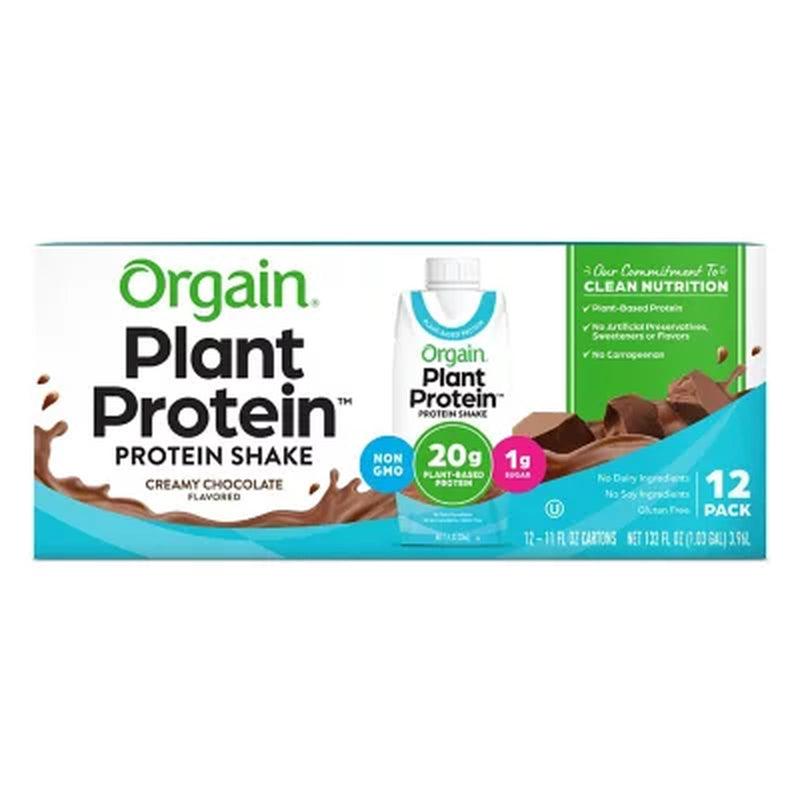 Orgain Plant Based Protein Shake, Chocolate (11 Fl. Oz. 12 Pk.)