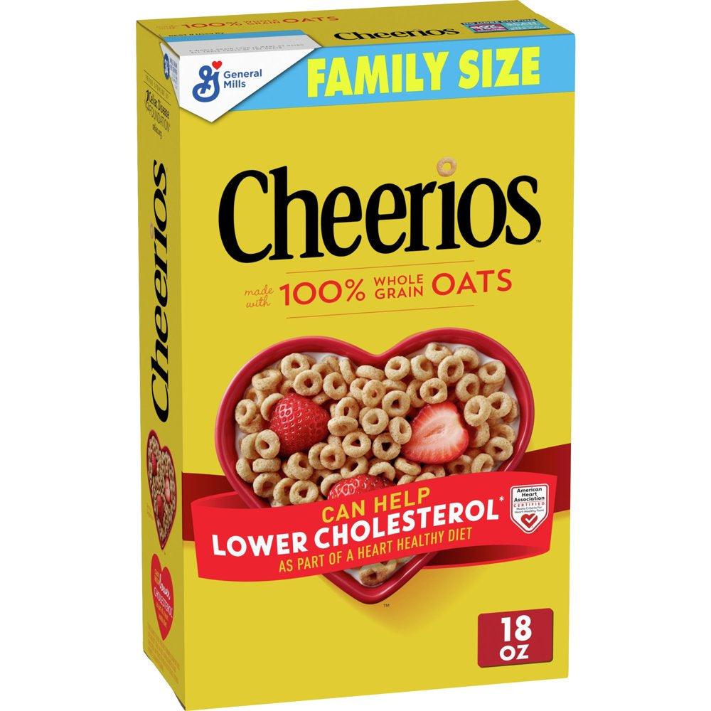 Original Cheerios Heart Healthy Cereal, 18 OZ Family Size Cereal Box