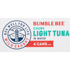 (Pack of 4) Bumble Bee Chunk Light Tuna in Water, 5 Oz Cans