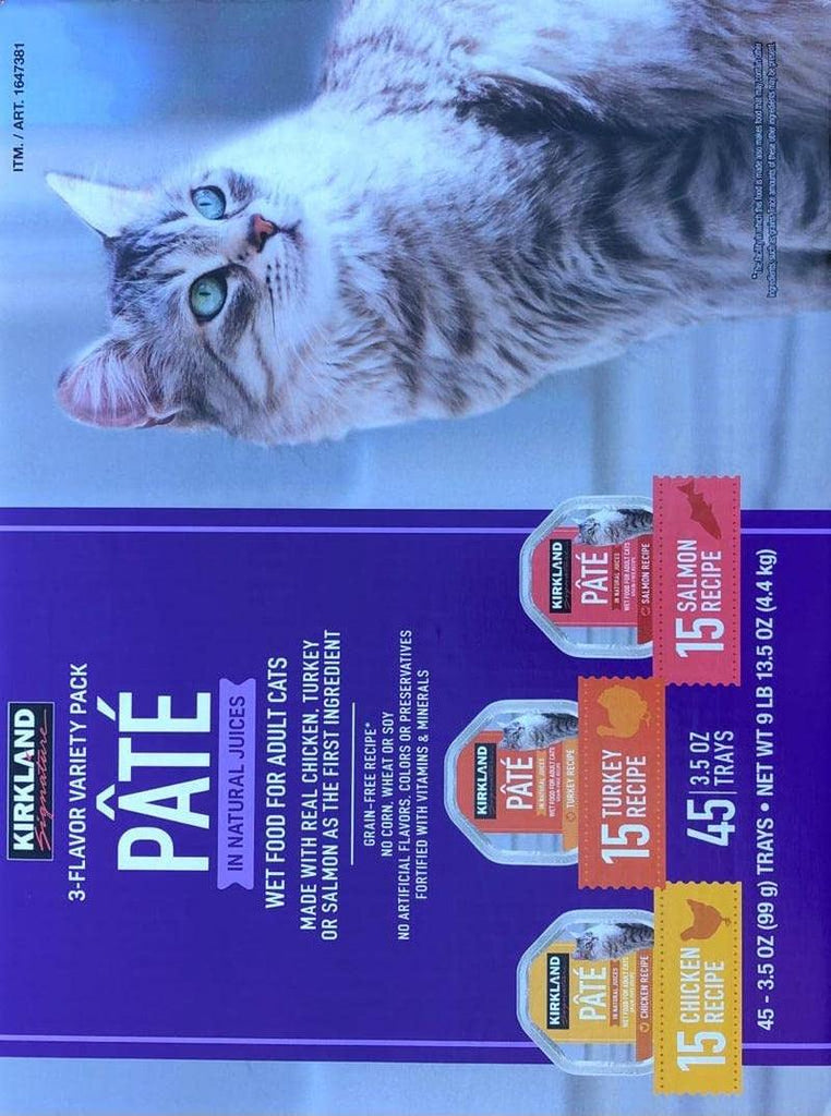 Pate Wet Food for Adults Cats 15 Chicken - 15 Turkey - 15 Salmon Recipes - 45 Total|3.5Oz Trays