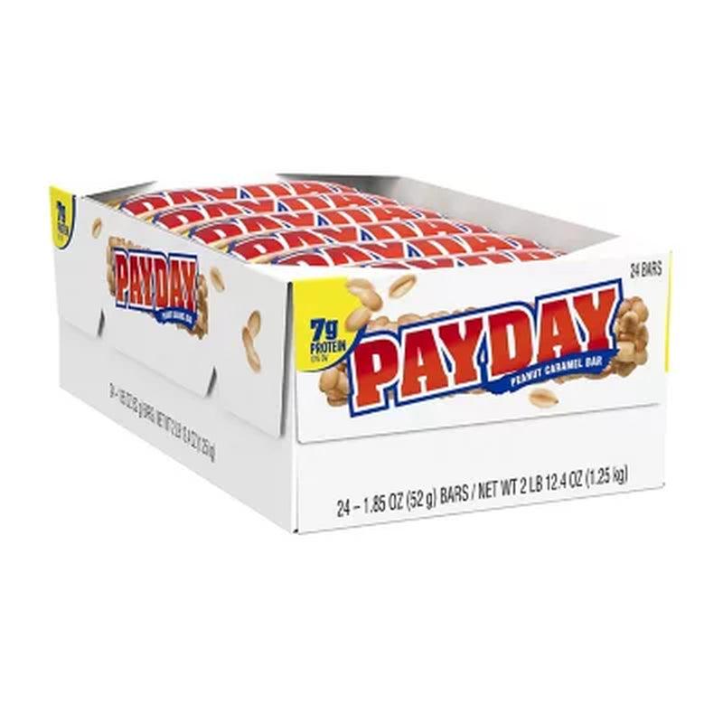 PAYDAY Peanut Caramel Movie Snack, Bulk, Individually Wrapped Candy Bars (1.85 Oz., 24 Ct.)