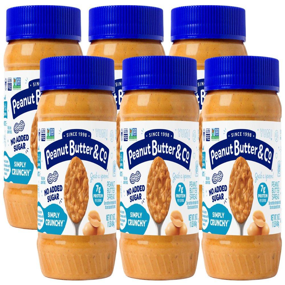 Peanut Butter & Co, Simply Crunchy Peanut Butter Spread, 16 Oz, 6 Pack