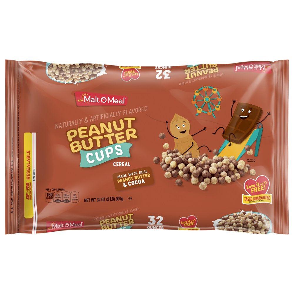 Peanut Butter Cups Breakfast Cereal, Chocolate Peanut Butter Cereal, 32 Oz Resealable Cereal Bag