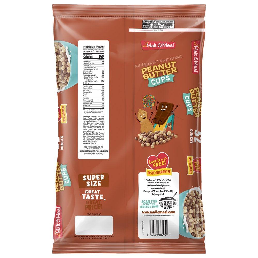 Peanut Butter Cups Breakfast Cereal, Chocolate Peanut Butter Cereal, 32 Oz Resealable Cereal Bag