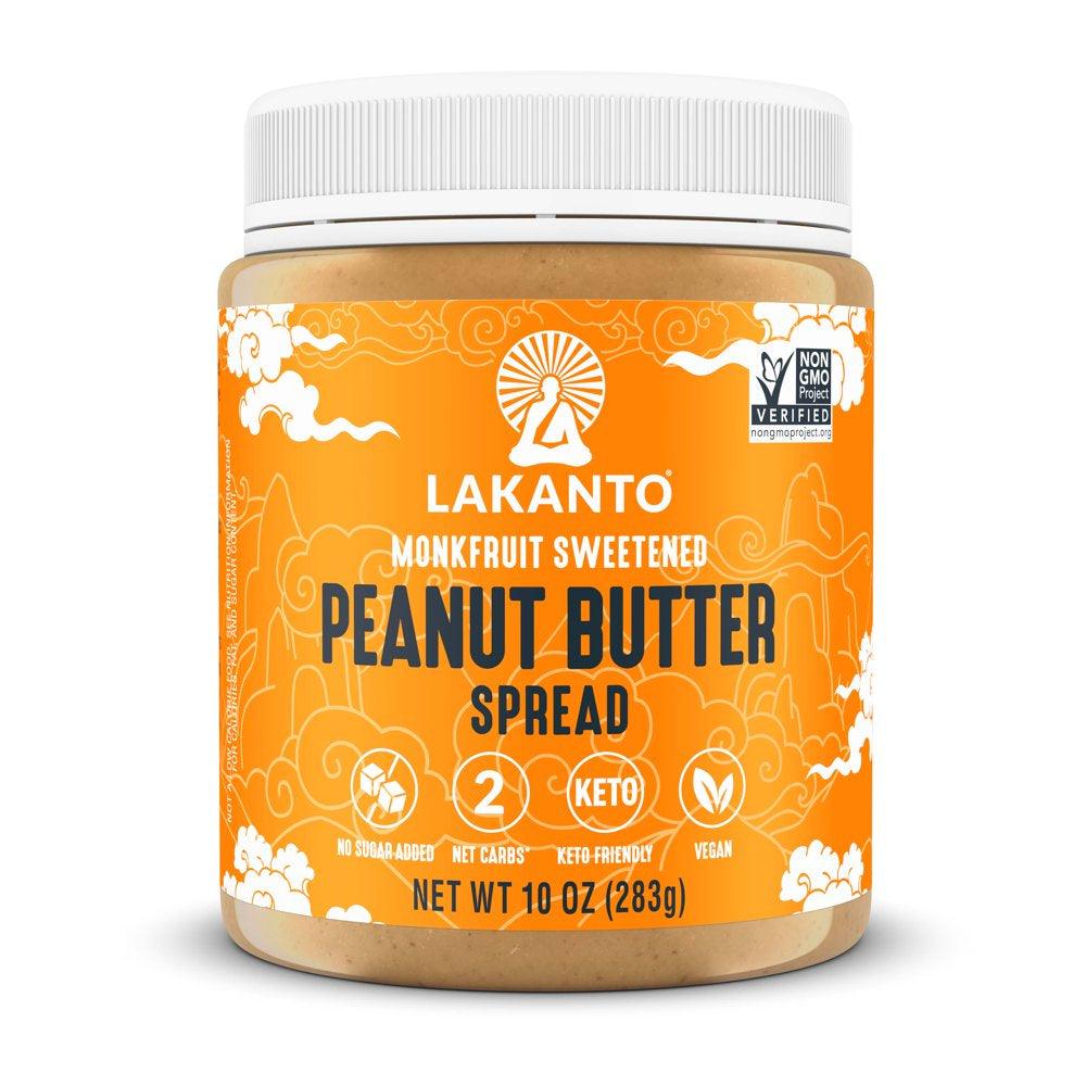 Peanut Butter Spread - Sweetened with Monk Fruit Sweetener, Keto Diet Friendly, Vegan, 2 Net Carbs, Non GMO, Sandwiches, Toast, Smoothies, Cereal, Oatmeal, and More - 10 Oz