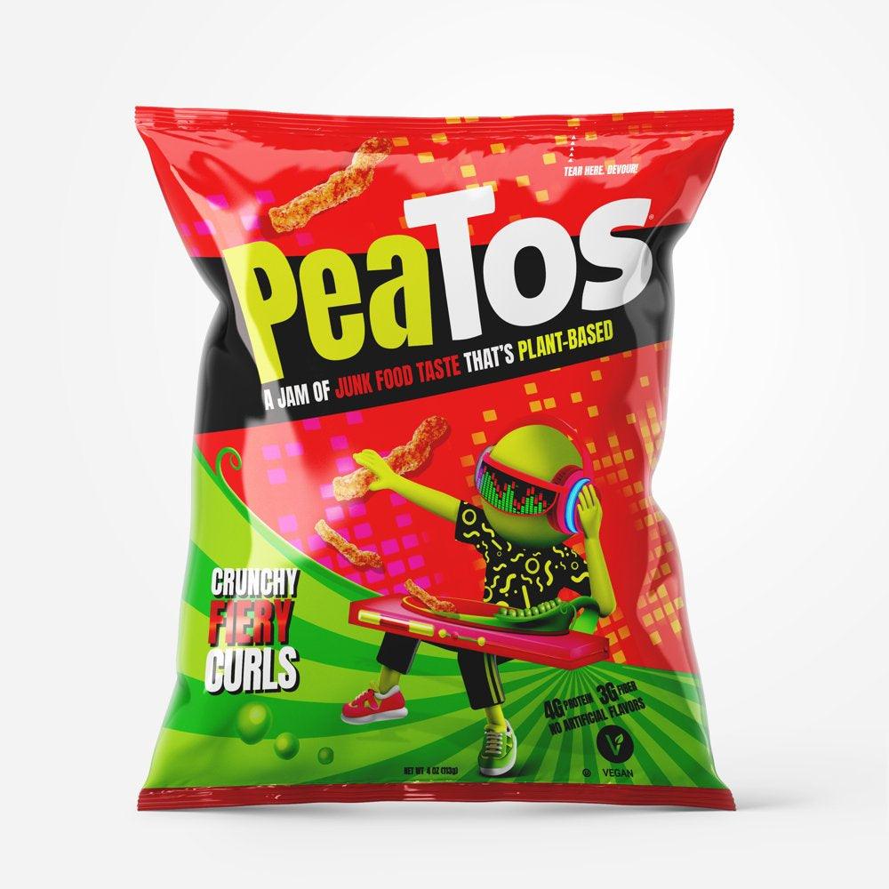 Peatos Fiery Hot Crunchy Curls Snack, 4 Ounces