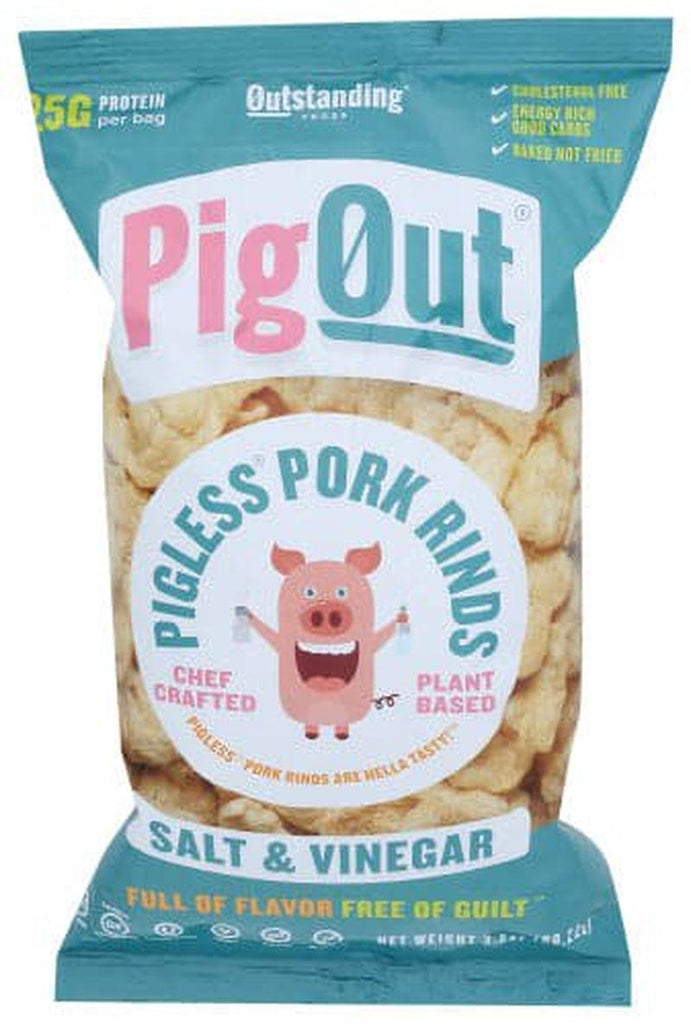 Pigout: - Pigless Pork Rinds Salt & Vinegar, 3.5 Oz | Pack of 12