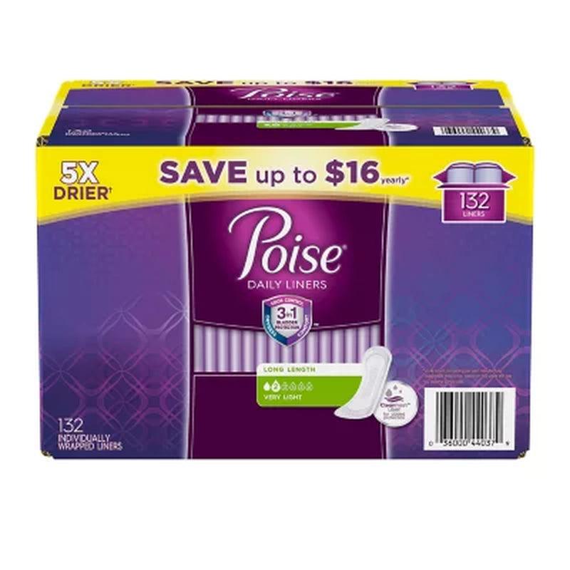 Poise Daily Liners, Very Light Absorbency, Long (132 Ct.)