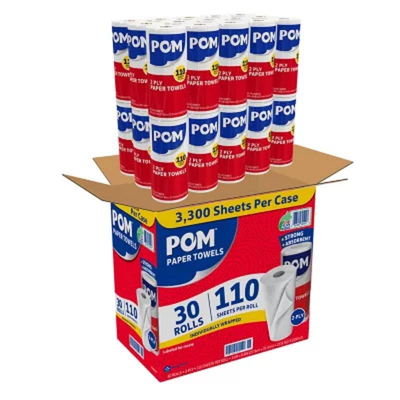 POM Individually Wrapped 2-Ply Paper Towels (110 Sheets/Roll, 30 Rolls)