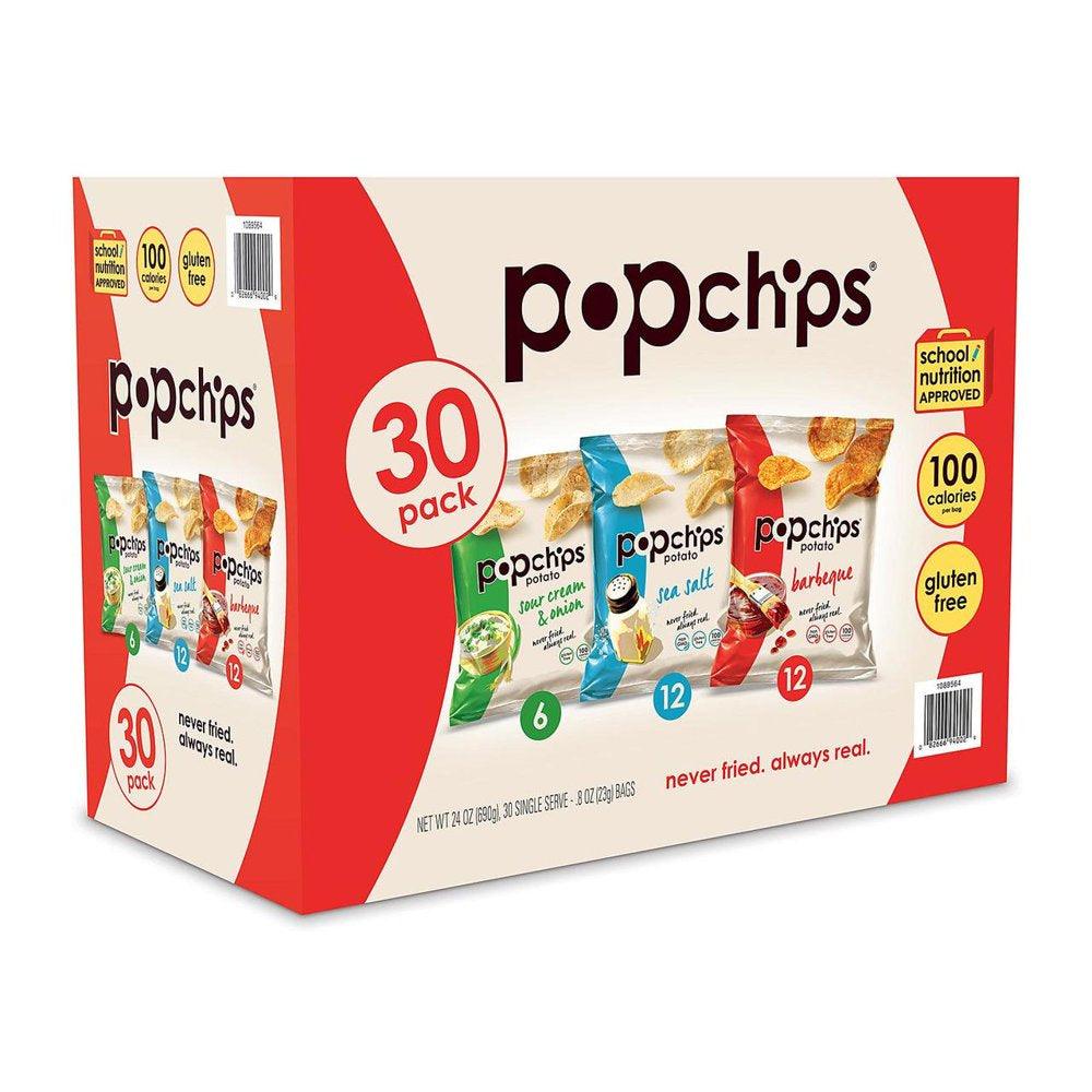 Popchips Potato Chips, Variety Pack, 0.8 Oz, 30-Count