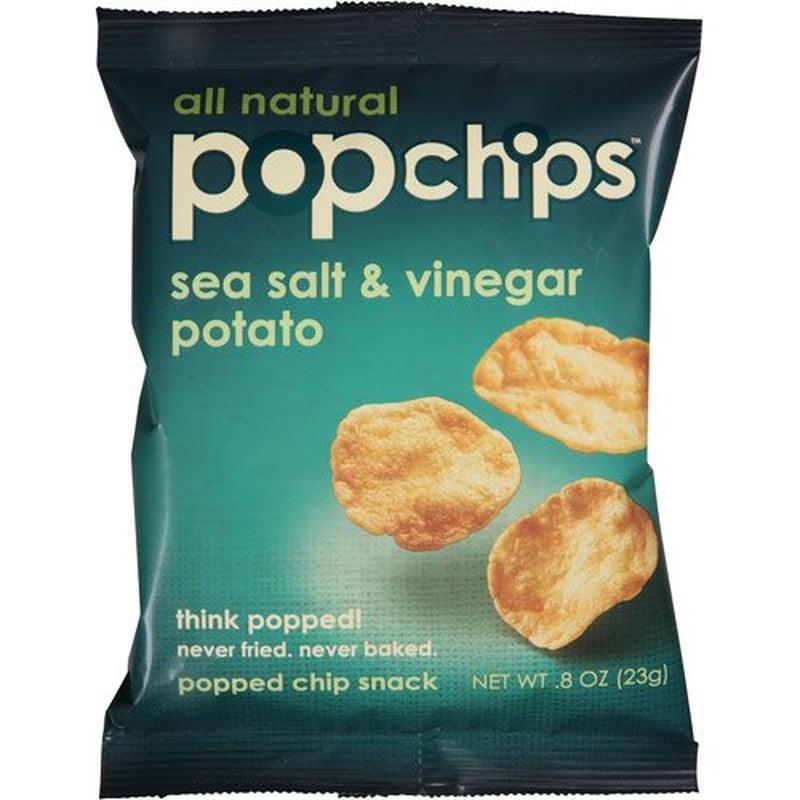 Popchips Sea Salt & Vinegar Potato Chips Single Serve 0.8 Oz Bags (Pack of 24) (F-AR-75500)