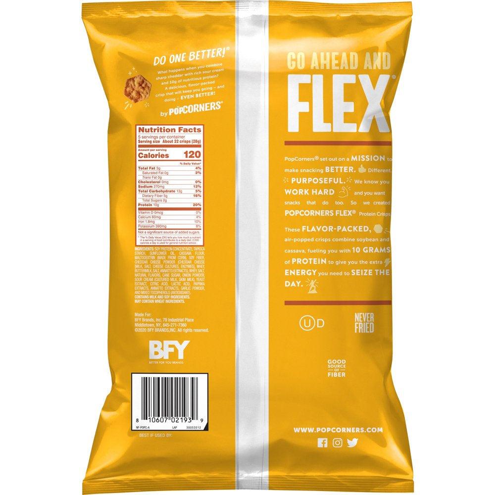 Popcorners Flex Protein Crisps, Cheddar & Sour Cream, 5 Oz Bag