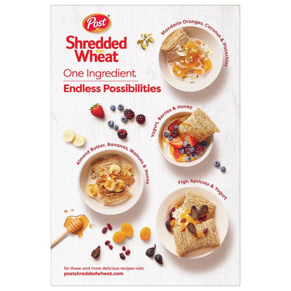 Post Big Biscuit Shredded Wheat, Whole Grain Breakfast Cereal, No Sugar Added Shredded Wheat, 15 Ounce – 1 Count