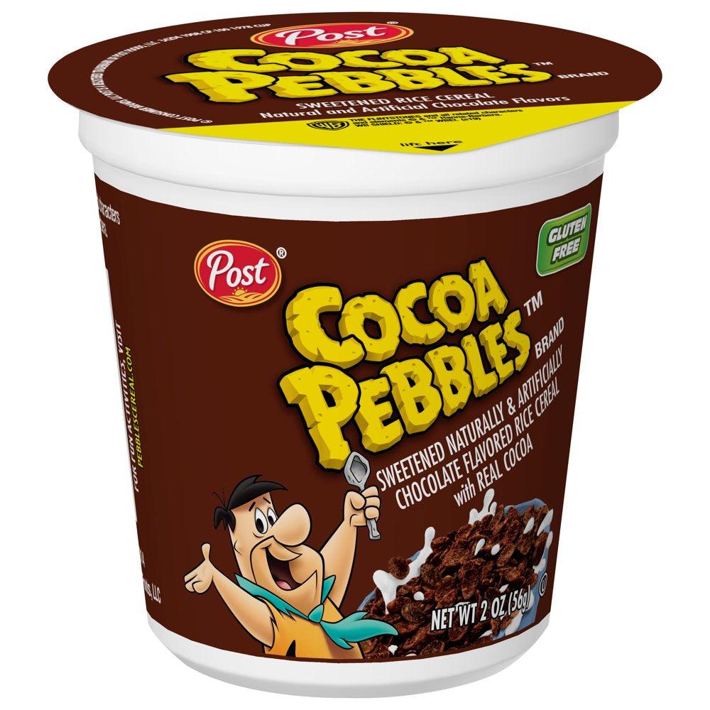 Post Cocoa PEBBLES Cereal, Chocolatey Kids Cereal, Gluten Free, 2.0 OZ Individual Cereal Cup