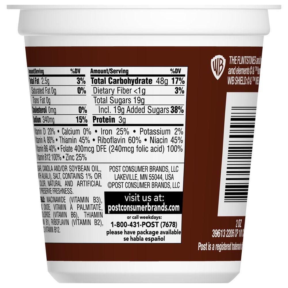 Post Cocoa PEBBLES Cereal, Chocolatey Kids Cereal, Gluten Free, 2.0 OZ Individual Cereal Cup