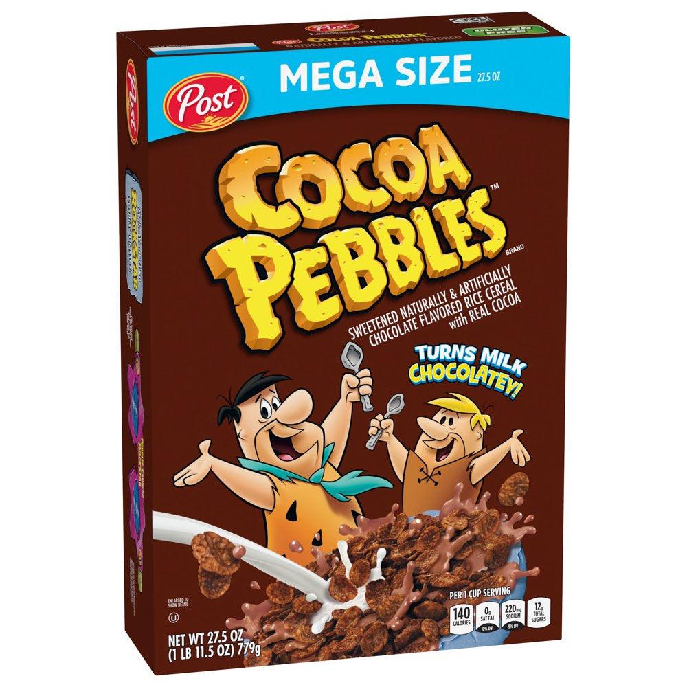 Post Cocoa PEBBLES Cereal, Chocolatey Kids Cereal, Gluten Free, 27.5 OZ Mega Size Box