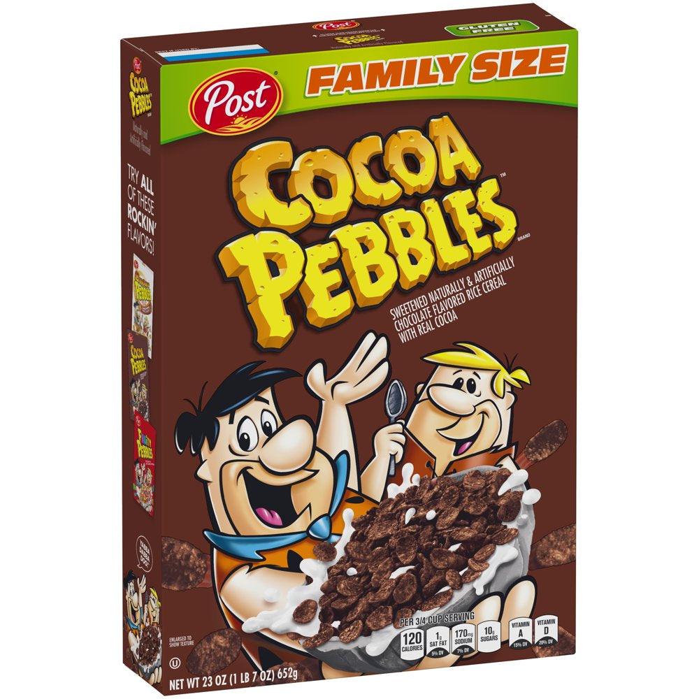 Post Cocoa Pebbles Gluten Free Breakfast Cereal, Chocolate, 23 Oz