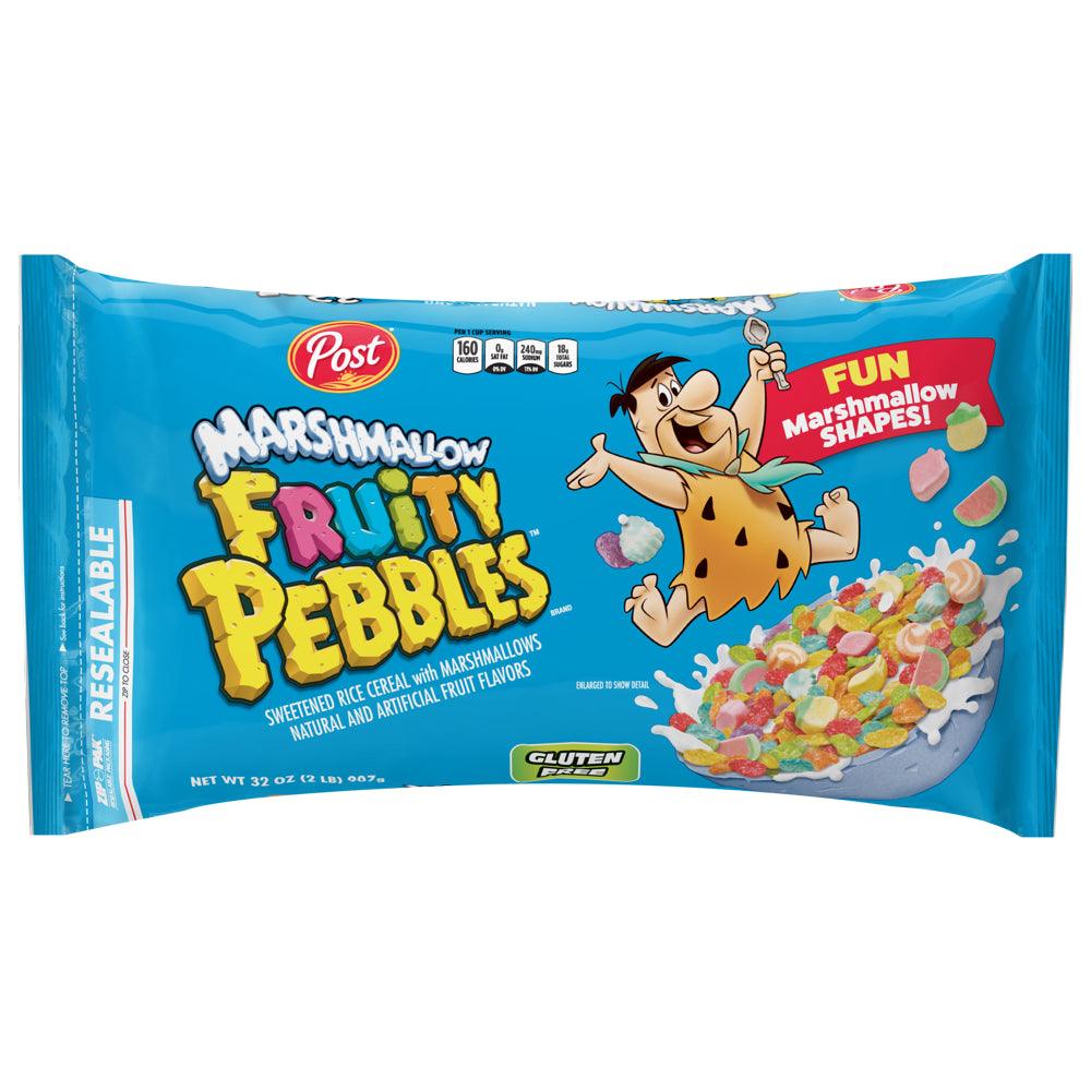 Post Fruity PEBBLES Marshmallow Cereal, Fruity Kids Cereal with Marshmallows, 32 OZ Bag