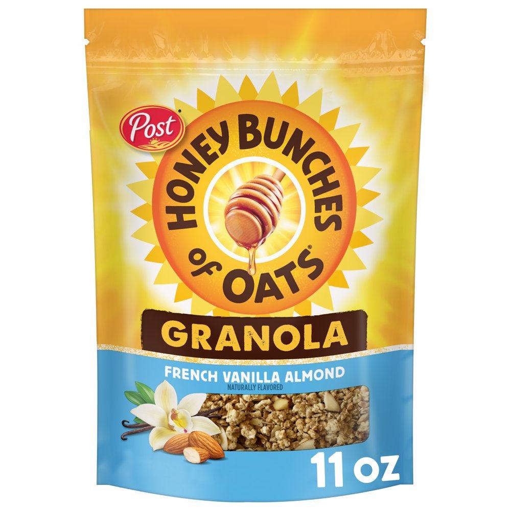 Post Honey Bunches of Oats French Vanilla Almond Granola Cereal, Vanilla Granola with Crushed Almonds, 11 OZ Granola Bag