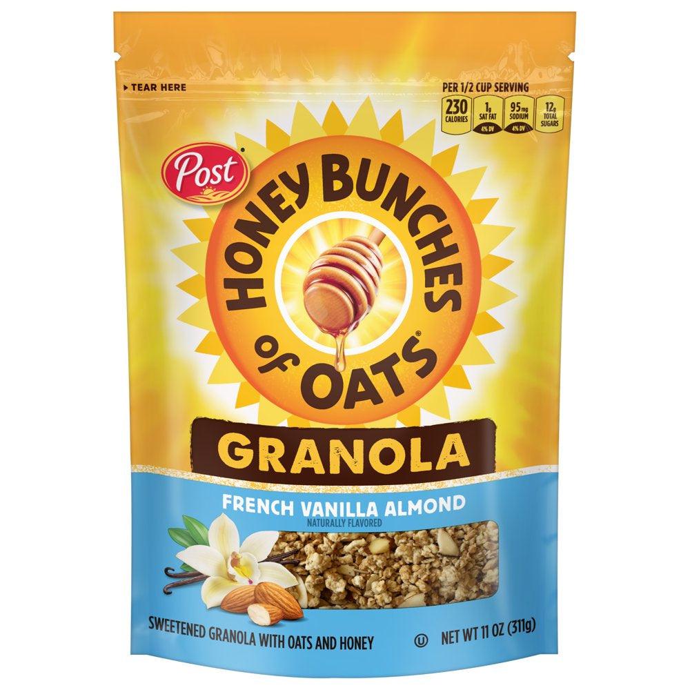 Post Honey Bunches of Oats French Vanilla Almond Granola Cereal, Vanilla Granola with Crushed Almonds, 11 OZ Granola Bag