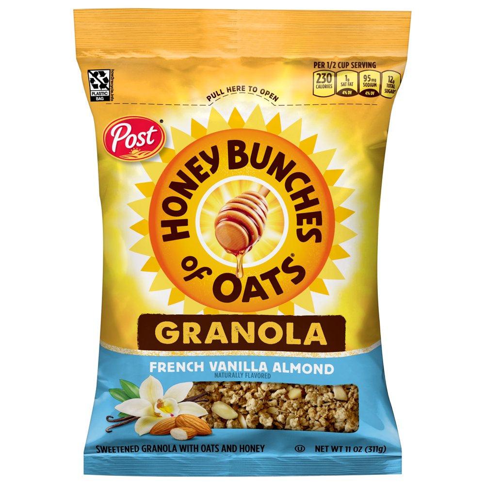 Post Honey Bunches of Oats French Vanilla Almond Granola Cereal, Vanilla Granola with Crushed Almonds, 11 OZ Granola Bag