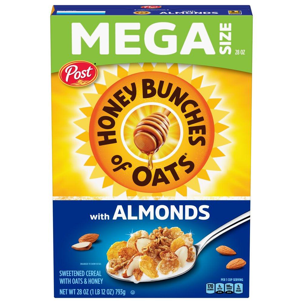 Post Honey Bunches of Oats with Almonds Breakfast Cereal, Family Size Cereal, 28 OZ Box