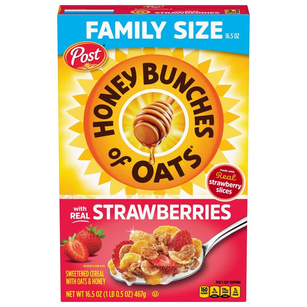 Post Honey Bunches of Oats with Strawberries Breakfast Cereal, Honey Oats and Strawberry Cereal, 16.5 OZ Box