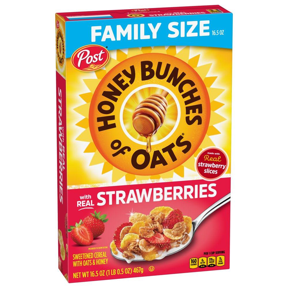 Post Honey Bunches of Oats with Strawberries Breakfast Cereal, Honey Oats and Strawberry Cereal, 16.5 OZ Box