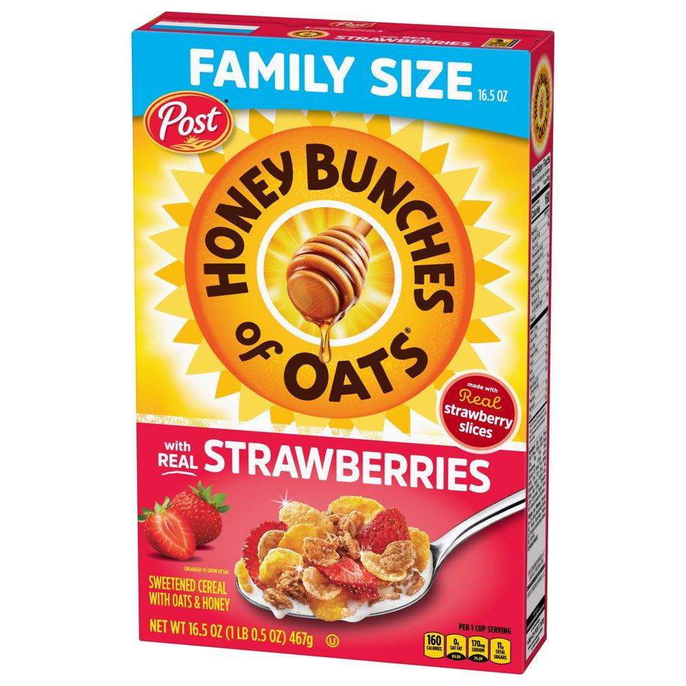 Post Honey Bunches of Oats with Strawberries Breakfast Cereal, Honey Oats and Strawberry Cereal, 16.5 OZ Box