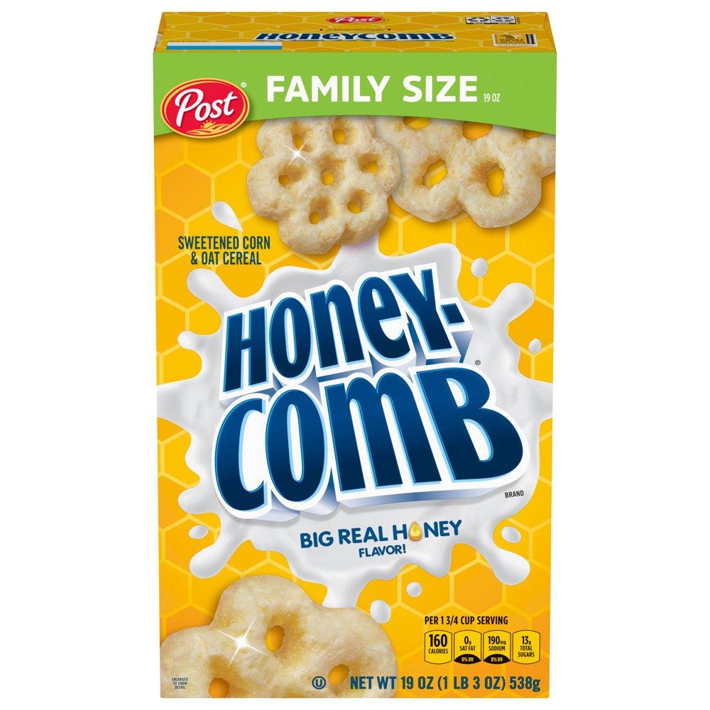 Post Honeycomb Cereal, Honey Flavored Breakfast Cereal, 19 OZ Box